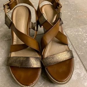 Ollio Leather Wedge Sandals